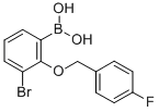 structure of CAS# 849052-22-8, B-[3-Bromo-2-[(4-fluorophenyl)methoxy]phenyl]-Boronic acid