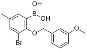 structure of CAS# 849062-23-3, B-[3-Bromo-2-[(3-methoxyphenyl)methoxy]-5-methylphenyl]-Boronic acid;(3-Bromo-2-((3-Methoxybenzyl)Oxy)-5-Methylphenyl)Boronic Acid;3-BROMO-5-METHYL-2-(3'-METHOXYBENZYLOXY&