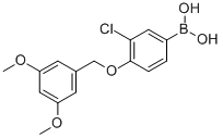 structure of CAS# 849062-24-4, B-[3-Chloro-4-[(3,5-dimethoxyphenyl)methoxy]phenyl]-Boronic acid;3-Chloro-4-(3’,5’-Dimethoxybenzyloxy)Phenylboronic;3-CHLORO-4-(3',5'-DIMETHOXYBENXYLOXY)PH&