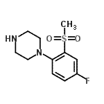 structure of CAS# 849938-78-9, 1-[4-Fluoro-2-(methylsulfonyl)phenyl]piperazine;1-(4-fluoro-2-(methylsulfonyl)phenyl)piperazine;1-[4-Fluoro-2-(methylsulphonyl)phenyl]piperazine;4-fluoro-2-(methylsulfonyl)-1-piperazinylbenzene