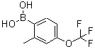 structure of CAS# 850033-39-5, 2-Methyl-4-(Trifluoromethoxy)Benzeneboronic Acid;2-Methyl-4-(Trifluoromethoxy)Benzeneboronic Acid 98%;2-Methyl-4-(Trifluoromethoxy)Benzeneboronicacid98%;2-Methyl-4-(Trifluoromethoxy)Benzeneboronic Acid