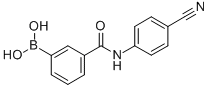 structure of CAS# 850567-36-1, 3-(4-Cyanophenyl)Aminocarbonylphenylboronic Acid;3-[(4-Cyanophenyl)Aminocarbonyl]Benzeneboronic Acid 95%;3-[(4-CYANOPHENYL)AMINOCARBONYL]BENZENEBORONIC ACID;3-(4-Cyanophenylcarbamoyl)Benzeneboronic Acid, 95%
