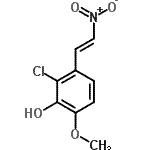 structure of CAS# 871126-36-2, 2-Chloro-6-methoxy-3-[(E)-2-nitrovinyl]phenol;1-Methoxy-2-hydroxy-3-chloro-4-(2-nitrovinyl)benzene;2-(2-Chloro-3-hydroxy-4-methoxyphenyl)nitroethene;2-Chloro-6-methoxy-3-(trans-nitrovinyl)phenol