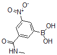 structure of CAS# 871332-77-3, B-[3-[(Methylamino)Carbonyl]-5-Nitrophenyl]-Boronic Acid;3-(N-Methylaminocarbonyl)-5-Nitrobenzeneboronic Acid 98%;3-(N-METHYLAMINOCARBONYL)-5-NITROBENZENEBORONIC ACID;3-(N-METHYLAMINOCARBONYL)-5-NITROPHENYLBORONIC ACID