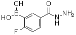 structure of CAS# 874289-56-2, [2-Fluoro-5-(hydrazinocarbonyl)phenyl]boronic acid;2-Fluoro-5-(hydrazinocarbonyl)benzeneboronic acid;2-Fluoro-5-(hydrazinocarbonyl)benzeneboronic acid 95%;3-Borono-4-fluorobenzohydrazide