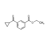 structure of CAS# 878745-20-1, Ethyl 3-(cyclopropylcarbonyl)benzoate;3-Carboethoxyphenyl cyclopropyl ketone;MFCD03841214