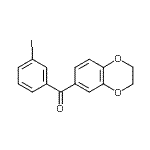 structure of CAS# 878969-65-4, 2,3-Dihydro-1,4-benzodioxin-6-yl(3-iodophenyl)methanone;2,3-dihydro-1,4-benzodioxin-6-yl(3-iodophenyl)methanone;3,4-(Ethylenedioxy)-3'-iodobenzophenone;A4000/0170512