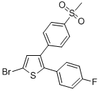 structure of CAS# 88149-94-4, 5-Bromo-2-(4-fluorophenyl)-3-(4-methylsulfonylphenyl)thiophene;5-BROMO-2-(4-FLUOROPHENYL)-3-(4-(METHYLSULFONYL)PHENYL)THIOPHENE;Dup-697 Assay Reagent;DUP-697
