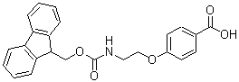 structure of CAS# 882847-29-2, 4-(2-{[(9H-Fluoren-9-ylmethoxy)carbonyl]amino}ethoxy)benzoic acid;4-[2-(Fmoc-amino)ethoxy]-benzoic acid;4-[2-(Fmoc-amino)ethoxy]-benzoicacid;4-[2-(Fmoc-amino)ethyloxy]benzoic acid