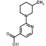 结构式 CAS# 883544-59-0, 2-(3-甲基-1-哌啶基)异烟酸