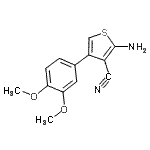 structure of CAS# 884497-31-8, 2-Amino-4-(3,4-dimethoxyphenyl)-3-thiophenecarbonitrile;2-amino-4-(3,4-dimethoxyphenyl)-3-thiophenecarbonitrile;2-Amino-4-(3,4-dimethoxyphenyl)thiophene-3-carbonitrile;3-THIOPHENECARBONITRILE,2-AMINO-4-(3,4-DIMETHOXYPHENYL)-