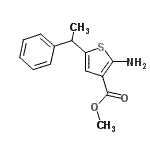结构式 CAS# 884497-36-3, 甲基2-氨基-5-(1-苯基乙基)-3-噻吩羧酸酯