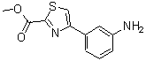 structure of CAS# 885279-72-1, Methyl 4-(3-aminophenyl)-1,3-thiazole-2-carboxylate;2-Thiazolecarboxylic acid, 4-(3-aminophenyl)-, methyl ester;4-(3-Aminophényl)-1,3-thiazole-2-carboxylate de méthyle;4-(3-Aminophenyl)thiazole-2-carboxylic acid methyl ester
