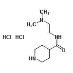 structure of CAS# 886504-63-8, N-[2-(Dimethylamino)ethyl]-4-piperidinecarboxamide dihydrochloride;MFCD10686831;N-(2-(dim<wbr>ethylamin<wbr>o)ethyl)p<wbr>iperidine<wbr>-4-carbox<wbr>amide dih<wbr>ydrochlor<wbr>ide;N-[2-(Dim<wbr>ethylamin<wbr>o)ethyl]-<wbr>4-piperid<wbr>inecarbox<wbr>amide dih<wbr>ydrochlor<wbr>ide