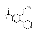 structure of CAS# 886851-52-1, N-Methyl-1-[2-(4-morpholinyl)-5-(trifluoromethyl)phenyl]methanamine;BENZENEME<wbr>THANAMINE<wbr>,N-METHYL<wbr>-2-(4-MOR<wbr>PHOLINYL)<wbr>-5-(TRIFL<wbr>UOROMETHY<wbr>L)-;MFCD09025891;N-Methyl-N-[2-morpholin-4-yl-5-(trifluoromethyl)benzyl]amine