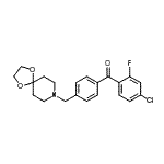 structure of CAS# 898758-25-3, (4-Chloro-2-fluorophenyl)[4-(1,4-dioxa-8-azaspiro[4.5]dec-8-ylmethyl)phenyl]methanone;4-chloro-<wbr>4'-[8-(1,<wbr>4-dioxa-8<wbr>-azaspiro<wbr>[4.5]decy<wbr>l)methyl]<wbr>-2-fluoro<wbr>benzophen<wbr>one
