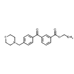 structure of CAS# 898782-51-9, Ethyl 3-[4-(4-thiomorpholinylmethyl)benzoyl]benzoate;3-carboethoxy-4'-thiomorpholinomethyl benzophenone