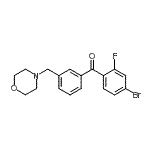 structure of CAS# 898792-04-6, (4-Bromo-2-fluorophenyl)[3-(4-morpholinylmethyl)phenyl]methanone;4-bromo-2-fluoro-3'-morpholinomethyl benzophenone