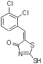 结构式 CAS# 90407-17-3, (5E)-5-(2,3-二氯苄亚基)-2-硫基-1,3-噻唑-4(5H)-酮