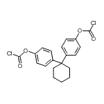 structure of CAS# 91174-67-3, 1,1-Cyclohexanediyldi-4,1-phenylene dicarbonochloridate;[4-[1-(4-<wbr>carbonoch<wbr>loridoylo<wbr>xyphenyl)<wbr>cyclohexy<wbr>l]phenyl]<wbr> chlorofo<wbr>rmate;4,4′-Cyclohexylidenebisphenol bischloroformate;Bisphenol Z bis(chloroformate)