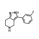 structure of CAS# 916423-50-2, 3-(3-Fluorophenyl)-4,5,6,7-tetrahydro-2H-pyrazolo[4,3-c]pyridine;3-(3-Fluo<wbr>ro-phenyl<wbr>)-4,5,6,7<wbr>-tetrahyd<wbr>ro-1H-pyr<wbr>azolo[4,3<wbr>-c]pyridi<wbr>ne;3-(3-Fluorophenyl)-4,5,6,7-tetrahydro-2H-;3-(3-fluorophenyl)-4,5,6,7-tetrahydropyrazolo[4,3-c]pyridine