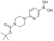 structure of CAS# 919347-67-4, 6-(4-Boc-Piperazine-1-Yl)Pyridine-3- Boronic Acid;6-(4-(Tert-Butoxycarbonyl)Piperazin-1-Yl)Pyridin-3-Ylboronic Acid;6-(4-N-BOC-PIPERAZINE-1-YL)-3-PYRIDINYL BORONIC ACID;6-(4-Boc-Piperazine-1-Yl)Pyridine-3- Boronic Acid
