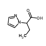 structure of CAS# 923526-87-8, 2-(1H-Pyrazol-1-yl)butanoic acid;1H-pyrazole-1-acetic acid, a-ethyl-;2-(1H-pyrazol-1-yl)butanoic acid;2-Pyrazol-1-ylbutanoic acid