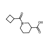 structure of CAS# 926214-73-5, 1-(Cyclobutylcarbonyl)-3-piperidinecarboxylic acid;1-(cyclobutanecarbonyl)piperidine-3-carboxylic acid;1-(Cyclobutylcarbonyl)-3-piperidinecarboxylic acid;1-(Cyclobutylcarbonyl)-3-piperidinecarboxylicacid