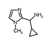 structure of CAS# 927986-30-9, 1-Cyclopropyl-1-(1-methyl-1H-imidazol-2-yl)methanamine;[cyclopropyl(1-methyl-1H-imidazol-2-yl)methyl]amine;C-Cyclopropyl-C-(1-methyl-1H-imidazol-2-yl)-methylamine;cyclopropyl(1-methylimidazol-2-yl)methylamine