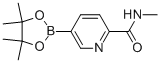 structure of CAS# 945863-21-8, 2-(N-Methylaminocarbonyl)Pyridine-5-Boronic Acid Pinacol Ester;2-(Methylcarbamoyl)Pyridine-5-Boronic Acid, Pinacol Ester, 6-(Methylaminocarbonyl)Pyridine-3-Boronic Acid, Pinacol Ester, N-Methyl-5-(4,4,5,5-Tetramethyl-1,3,2-Dioxaborolan-2-Yl)Pyridine-2-Carboxamide;N-Methyl-5-(4,4,5,5-Tetramethyl-1,3,2-Dioxaborolan-2-Yl)Picolinamide;2-(N-Methylaminocarbonyl)Pyridine-5-Boronic Acid Pinacol Ester