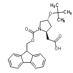 结构式 CAS# 957509-29-4, {(2S,4R)-1-[(9H-芴-9-基甲氧基)羰基]-4-[(2-甲基-2-丙基)氧基]-2-吡咯烷基}乙酸