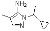 结构式 CAS# 957514-22-6, 1-(1-环丙基乙基)-4-甲基-1H-吡唑-5-胺