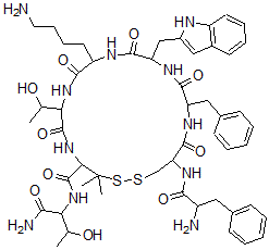CAS#: 96384-04-2， Phe-Cys-Phe-Trp-Lys-Thr-Pen-Thr-NH2
