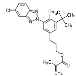 structure of CAS# 96478-15-8, 3-[3-(5-Chloro-2H-benzotriazol-2-yl)-4-hydroxy-5-(2-methyl-2-propanyl)phenyl]propyl methacrylate;2-Methyla<wbr>crylic ac<wbr>id 3-[3-t<wbr>ert-butyl<wbr>-5-(5-chl<wbr>orobe nzo<wbr>triazol-2<wbr>-yl)-4-hy<wbr>droxyphen<wbr>yl]-propy<wbr>l ester;2-Methyla<wbr>crylic ac<wbr>id 3-[3-t<wbr>ert-butyl<wbr>-5-(5-chl<wbr>orobenzot<wbr>riazol-2-<wbr>yl)-4-hyd<wbr>roxypheny<wbr>l]-propyl<wbr> ester;3-(3-(ter<wbr>t-butyl)-<wbr>5-(5-chlo<wbr>ro-2H-ben<wbr>zo[d][1,2<wbr>,3]triazo<wbr>l-2-yl)-4<wbr>-hydroxyp<wbr>henyl)pro<wbr>pyl metha<wbr>crylate