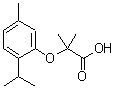 structure of CAS# 97283-84-6, 2-(2-Isopropyl-5-methylphenoxy)-2-methylpropanoic acid;2-(2-Isopropyl-5-methylphenoxy)-2-methylpropanoicacid;2-(2-Isopropyl-5-methyl-phenoxy)-2-methyl-propionic acid;2-methyl-2-[5-methyl-2-(methylethyl)phenoxy]propanoic acid