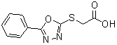 structure of CAS# 99361-50-9, [(5-Phenyl-1,3,4-oxadiazol-2-yl)sulfanyl]acetic acid;(5-Phenyl-[1,3,4]oxadiazol-2-ylsulfanyl)-acetic ac;(5-Phenyl-[1,3,4]oxadiazol-2-ylsulfanyl)-acetic acid;[(5-Phenyl-1,3,4-oxadiazol-2-yl)sulfanyl]acetic acid #