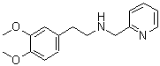 structure of CAS# 99615-36-8, 2-(3,4-Dimethoxyphenyl)-N-(2-pyridinylmethyl)ethanamine;[2-(3,4-dimethoxyphenyl)ethyl](2-pyridylmethyl)amine;[2-(3,4-Dimethoxy-phenyl)-ethyl]-pyridin-2-ylmethyl-amine;[2-(3,4-Dimethoxy-phenyl)-ethyl]-pyridin-2-yl-methyl-amine