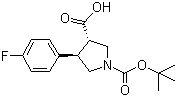 结构式 CAS# 1002732-10-6, N-Boc-(3S,4R)-4-(4-氟苯基)吡咯烷-3-羧酸