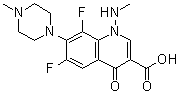 structure of CAS# 100276-37-7, 6,8-Difluoro-1,4-dihydro-1-(methylamino)-7-(4-methyl-1-piperazinyl)-4-oxo-3-quinolinecarboxylic acid
