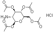 structure of CAS# 10034-20-5, 1,3,4,6-Tetra-O-acetyl-beta-D-glucosamine hydrochloride;2-Amino-2-deoxy-1,3,4,6-tetra-O-acetyl-beta,D-glucopyranose hydrochloride; NSC 82044