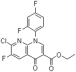 结构式 CAS# 100491-29-0, 1-(2,4-二氟苯基)-7-氯-6-氟-4-氧代吡啶并[2,3-b]吡啶-3-羧酸乙酯