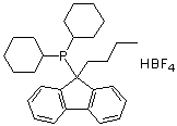 structure of CAS# 1007311-98-9, (9-Butyl-9H-fluoren-9-yl)dicyclohexylphosphine tetrafluoroborate