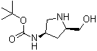 结构式 CAS# 1009335-43-6, N-[(3R,5R)-5-(羟甲基)-3-吡咯烷基]氨基甲酸叔丁酯