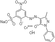 structure of CAS# 10127-27-2, Acid Orange 74;C.I. 18745; Sodium [3-[(4,5-dihydro-3-methyl-5-oxo-1-phenyl-1H-pyrazol-4-yl)azo]-2-hydroxy-5-nitrobenzenesulphonato(3-)]hydroxychromate(1-)