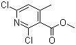 structure of CAS# 1013648-04-8, 2,6-Dichloro-4-methylnicotinic acid methyl ester;2,6-Dichloro-4-methylpyridine-3-carboxylic acid methyl ester; Methyl 2,6-dichloro-4-methylnicotinate