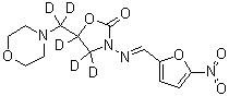 结构式 CAS# 1015855-64-7, 4,4,5-三氘代-5-(4-吗啉基双氘甲基)-3-[[(5-硝基-2-呋喃基)亚甲基]氨基]-2-恶唑烷酮