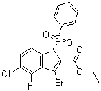 结构式 CAS# 1018450-46-8, 3-溴-5-氯-4-氟-1-(苯磺酰基)-1H-吲哚-2-羧酸乙酯