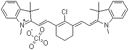结构式 CAS# 102185-03-5, 2-(2-[2-氯-3-([1,3-二氢-1,3,3-三甲基-2H-吲哚-2-亚基]乙亚基)-1-环己烯-1-基]乙烯基)-1,3,3-三甲基-3H-吲哚鎓高氯酸盐