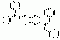 structure of CAS# 103079-11-4, 2-Methyl-4-dibenzylaminobenzaldehyde-1,1-diphenylhydrazone;4-Dibenzylamino-2-methylbenzaldehyde-1,1-diphenylhydrazone