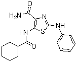 structure of CAS# 1031602-63-7, 5-[(Cyclohexylcarbonyl)amino]-2-(phenylamino)-4-thiazolecarboxamide